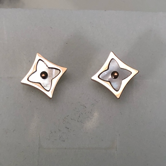 Mother of pearl Star blossom earrings pink gold - Picture 1 of 3